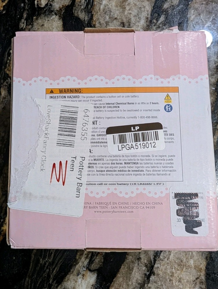 POTTERY BARN TEEN LoveShackFancy Clock-OPEN BOX