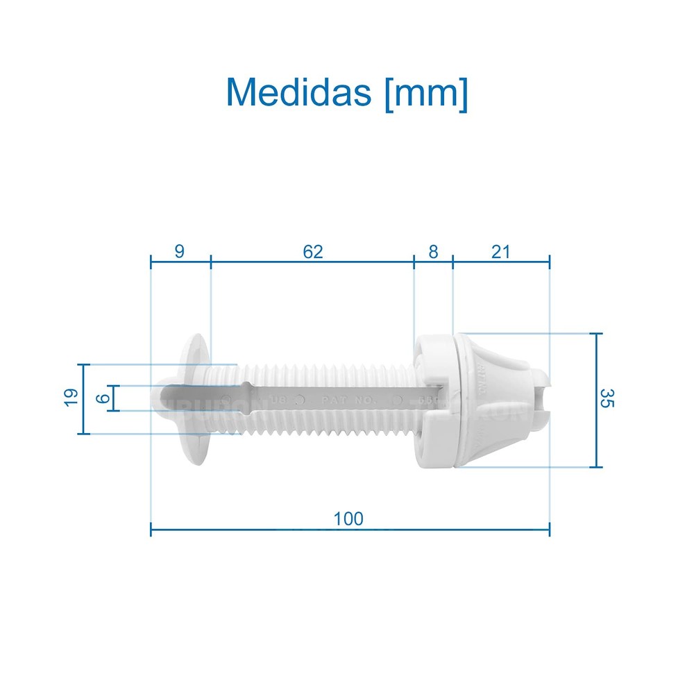 CABLE THRU-HULL FITTING WHITE 2" x 3/4", White