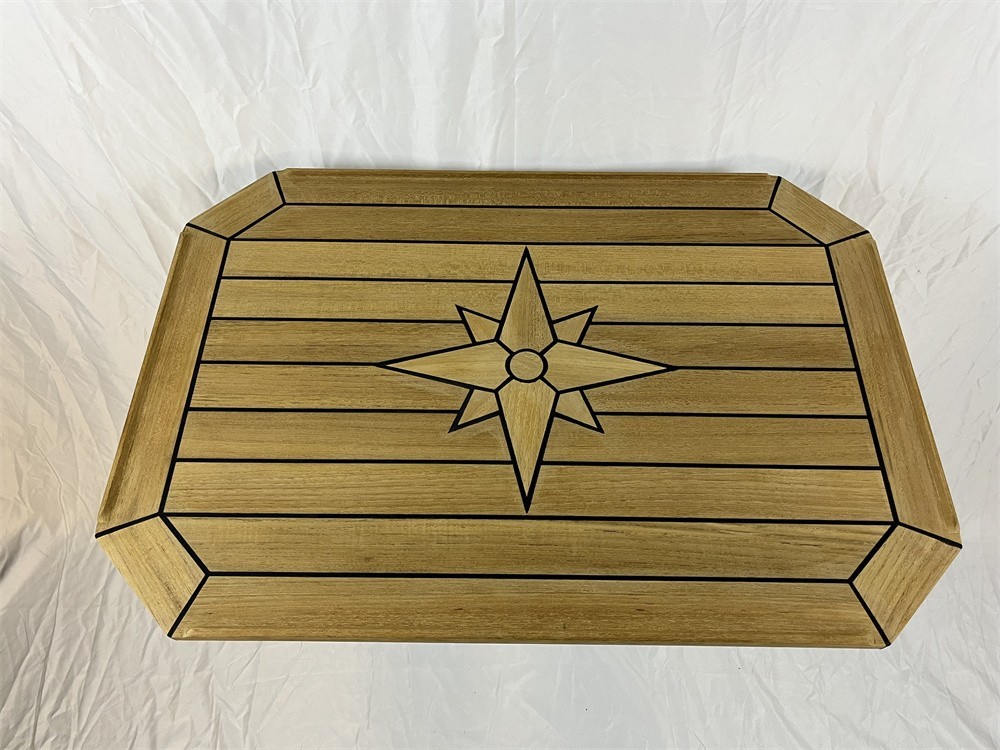 Boat Rectangular Solid Teak Table Top 20.0x29.5 inch Square Corner Marine FS