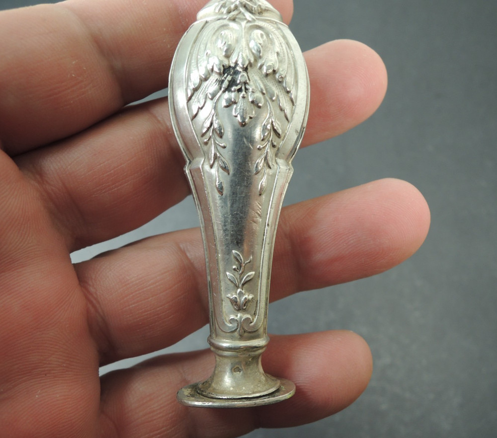 Antique 19th C. Solid Silver Rococo Wax Seal – Blank Matrix for Monogram