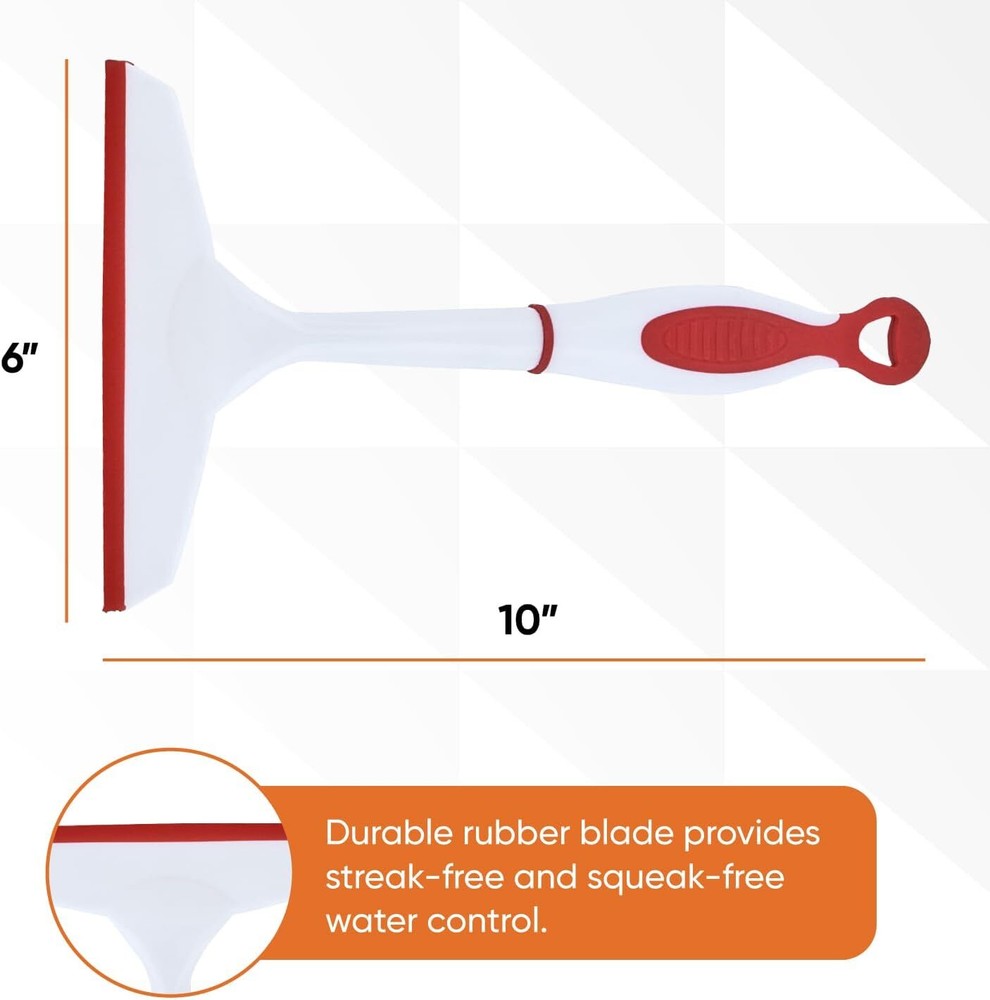Superio 6" Window Rubber Squeegee with Hanging Loop, 2 Pack, Red and Gray