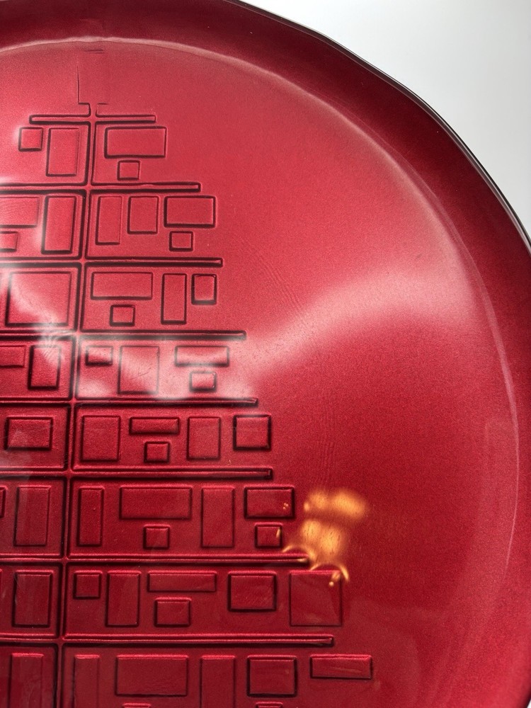 Neiman Marcus Red Christmas Platter With Imprinted Tree