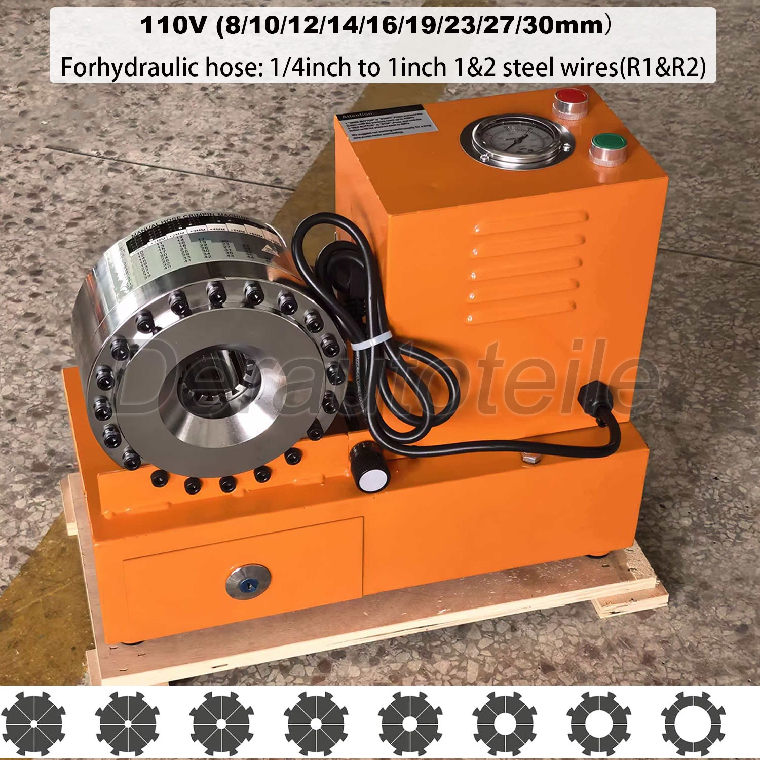 Electric Hydraulic Hose Crimper Tool with 9 Dies 110V Crimping Kit for AC & Auto