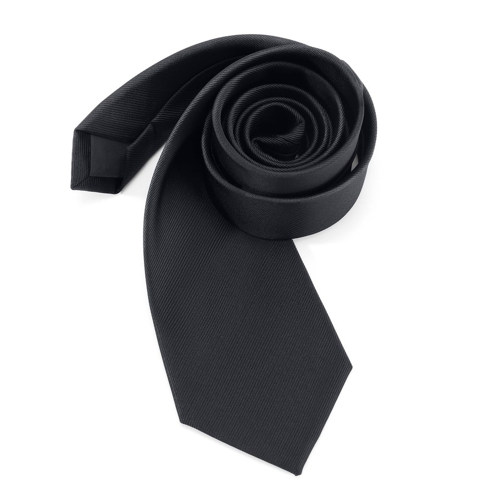 Junmaxroad Black Ties For Men Solid Color Formal Neckties 3.15" Medium,