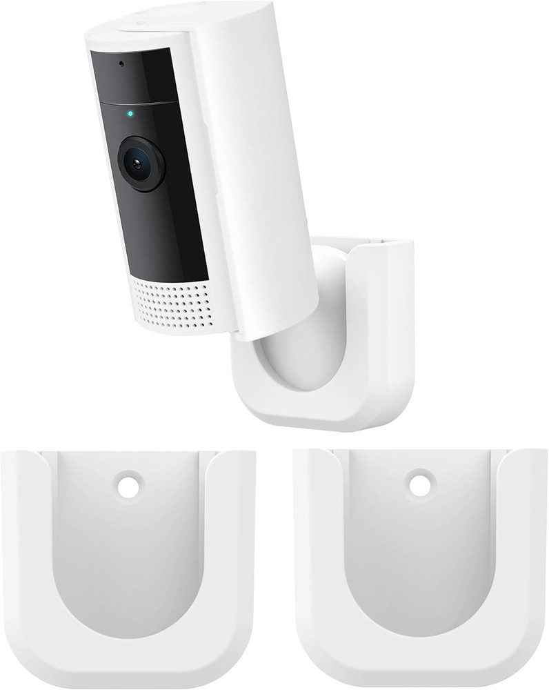 2-Pack White Adjustable Wall Mount Bracket for Indoor Cameras - Strong Adhesive