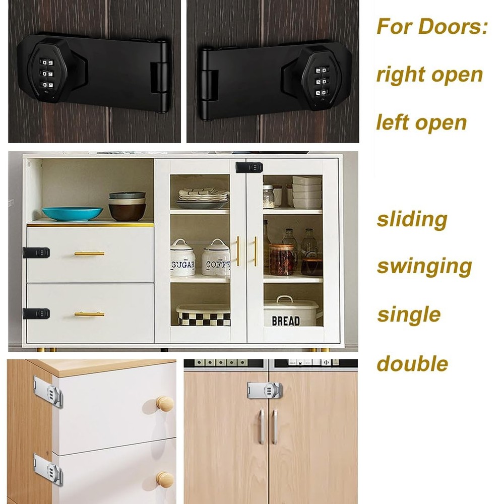 ETEKJOY Keyless Cabinet Lock 3-Digit Password Combination Code 4 Inch, Silver