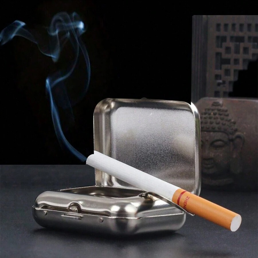 Mini Portable ASHTRAY Metal Car Pocket Ashtray Windproof Cigarette Ashtray W/Lid