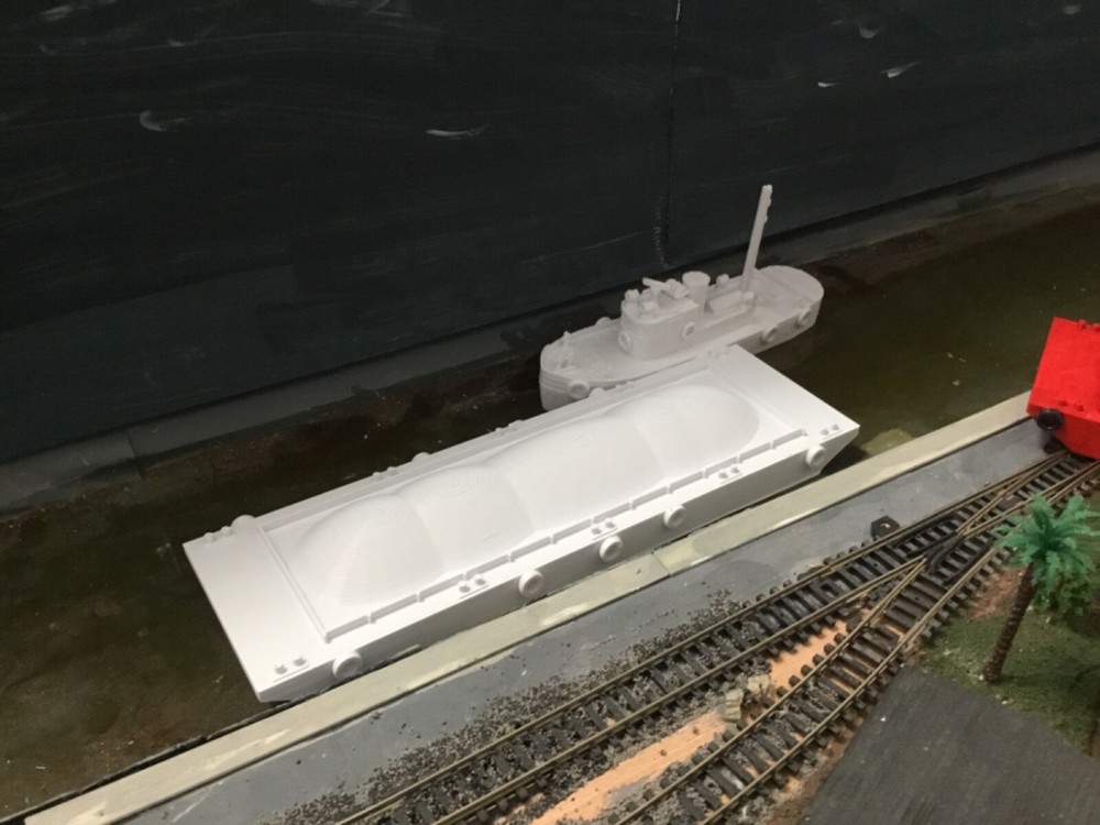 N scale Open top barge with load 3-D PRINT UNPAINTED
