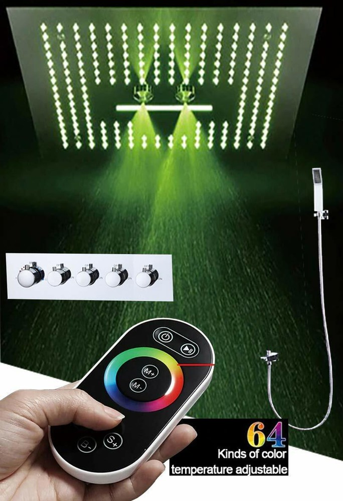 Luxurious Recessed Large LED Best Waterfall Rainfall Shower System