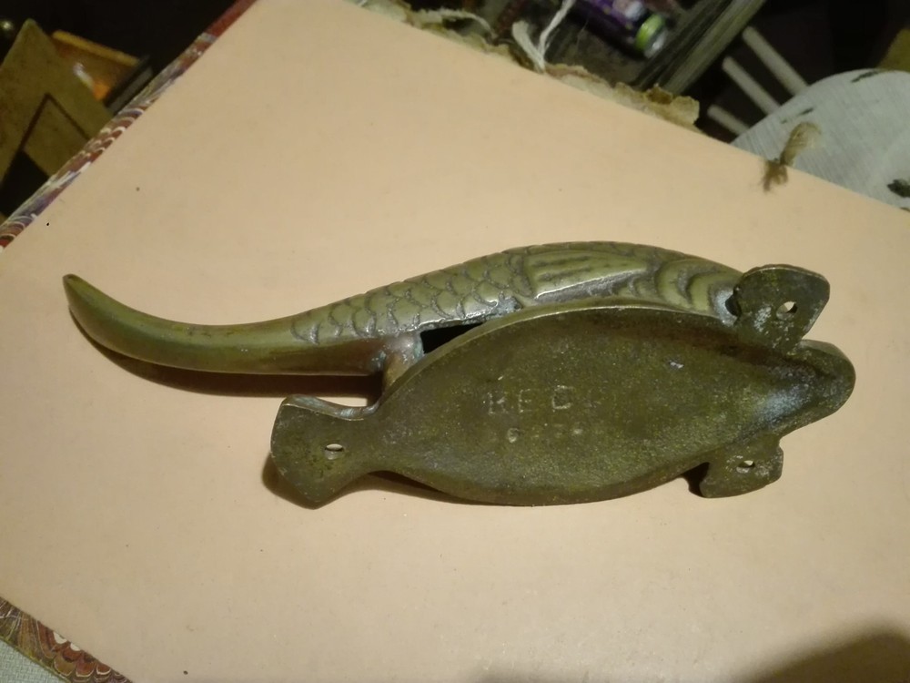 RARE - Antique Front Door Knocker BRASS FISH