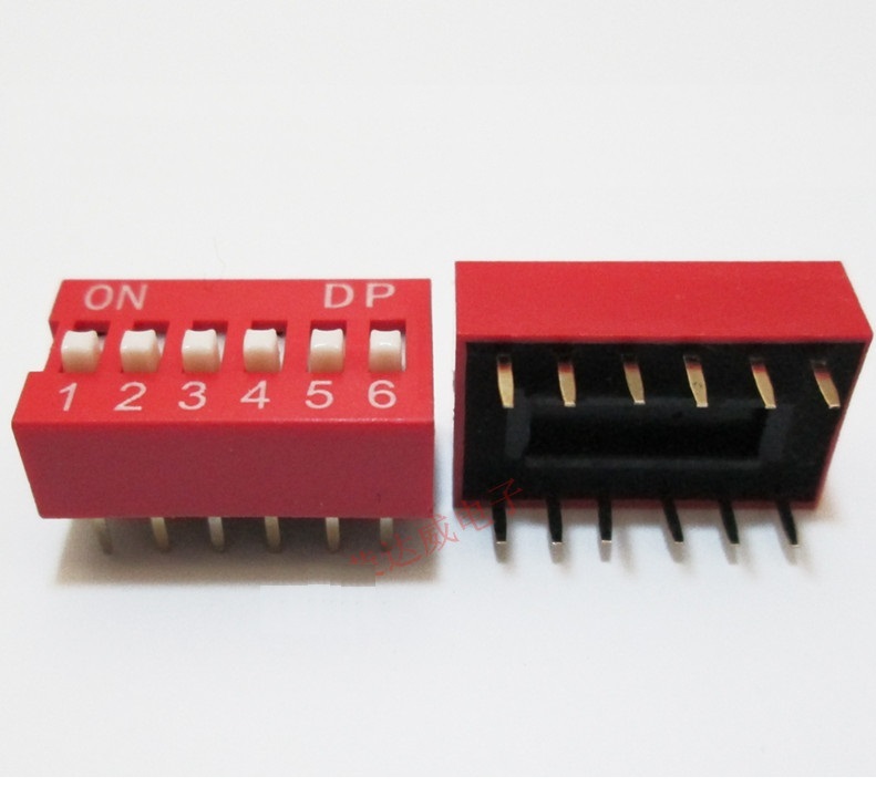 100Pcs Slide Type Switch Module 2.54mm 6-Bit 6 Position Way DIP Red Pitch