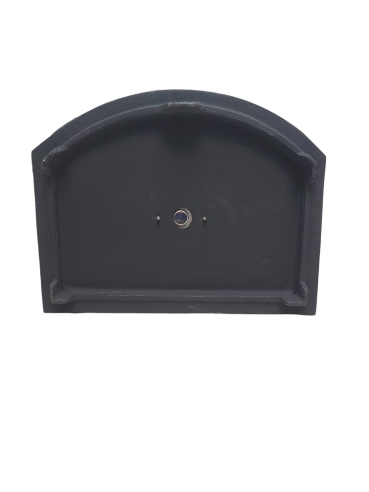 Wood-fired oven door with left handle
