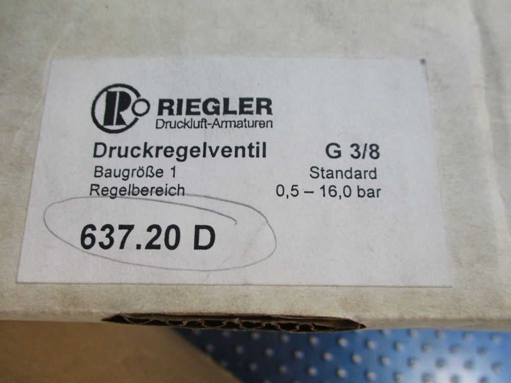NEW RIEGLER FILTER REGULATOR 637.20D G 3/8