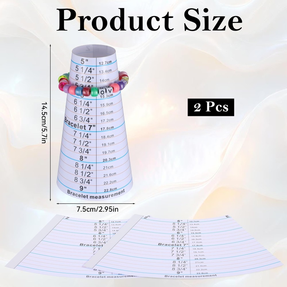 2 Pcs Bracelet Mandrel and Bracelets Sizer Measuring Tool White