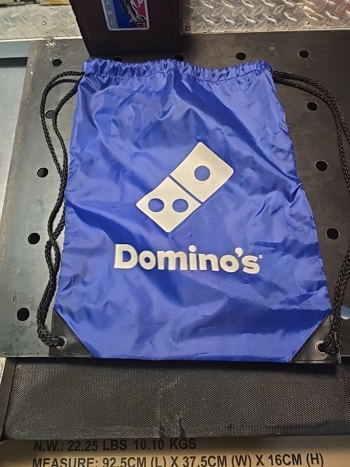 Domino’s Navy Blue draw string bag backpack