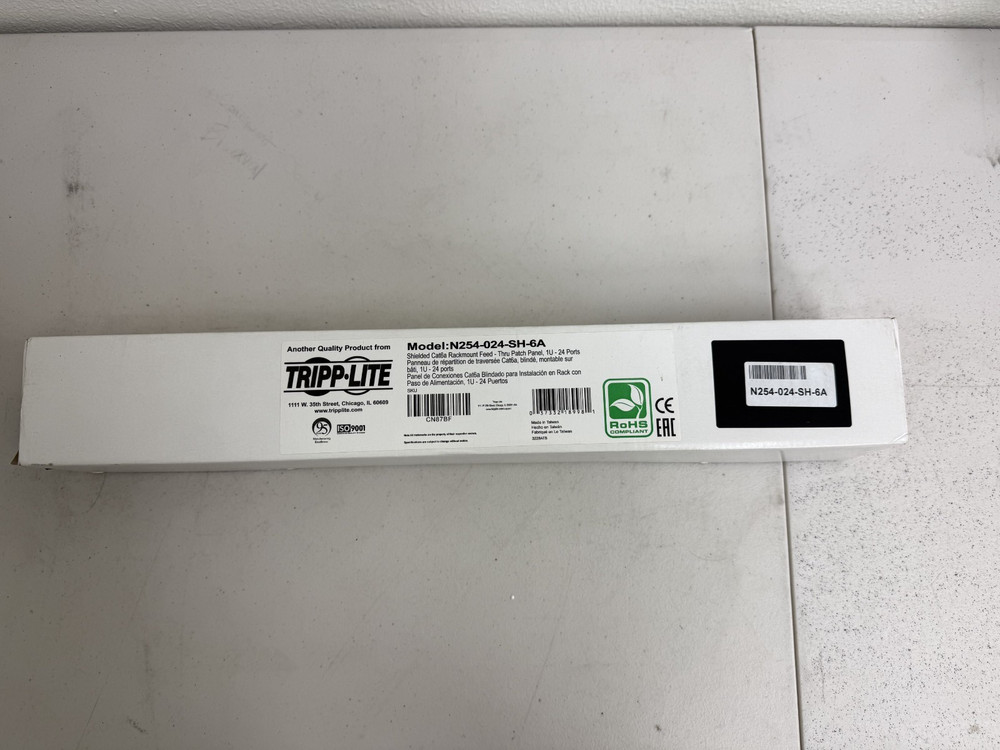 TrippLite Shielded Cat6A Rackmount Feed Through Patch Panel Model N254-024-SH-6A