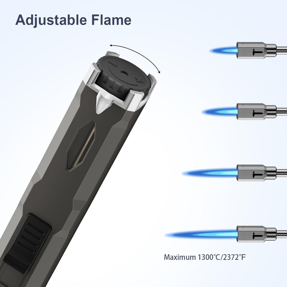 Long Grill Lighter,Refillable Butane,Windproof Flexible with Visual Fuel Wind...
