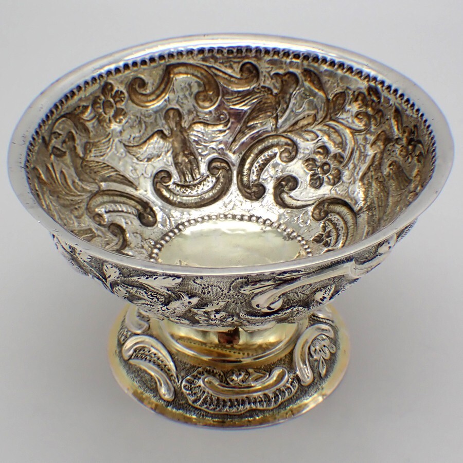Ornate Bowl Embossed Bird Decorations 800 Silver