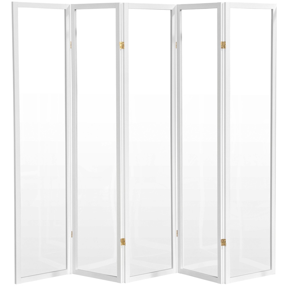 6 ft. Tall Clear Plastic Partition White 5 Panel