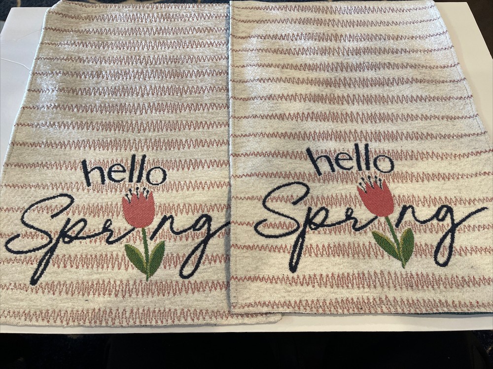“Hello Spring” Table Runner white/pink 1ftx6ft