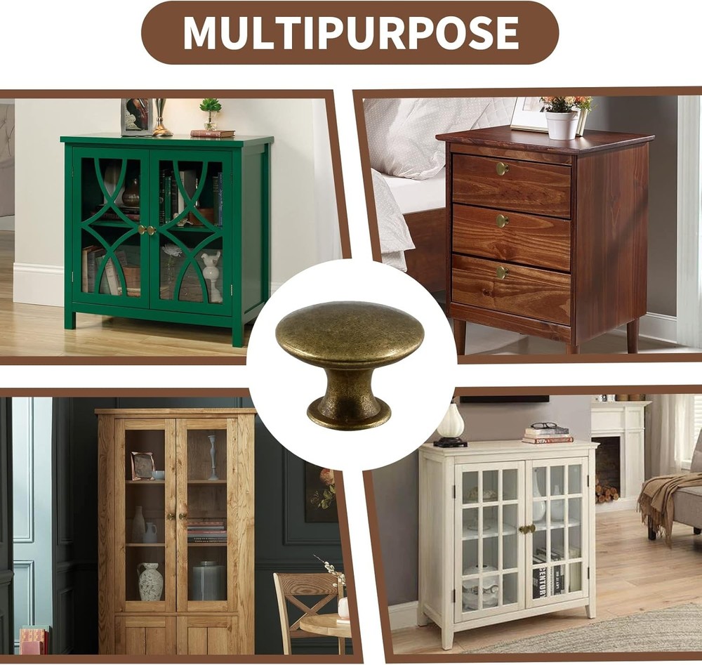 12 Pcs Brass Cabinet Knobs Metal Drawer Knobs round Dresser Handle Knobs 1.18