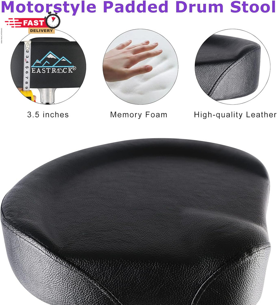 EASTROCK Drum Throne Adjustable Height, Drum Stools Rotatable Padded Motorcycle