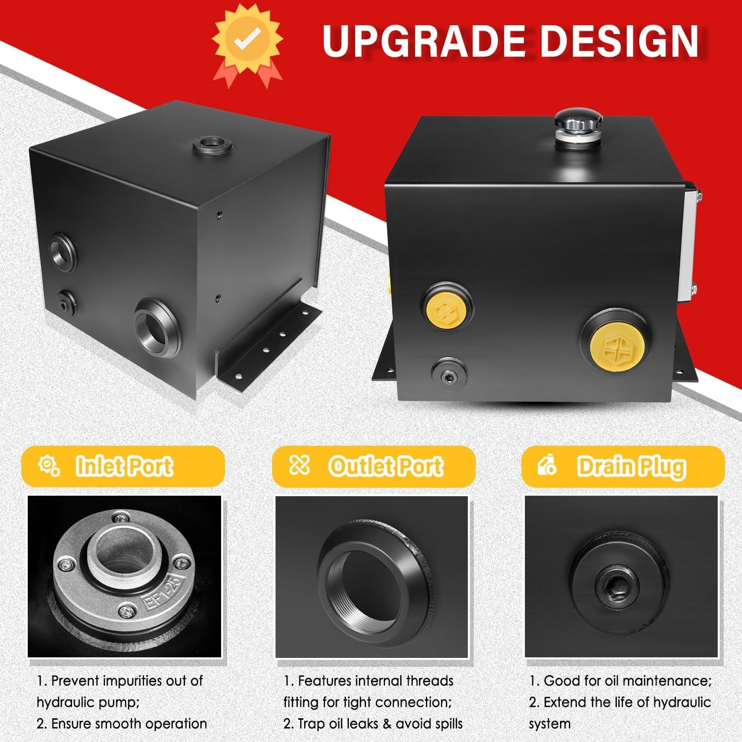 7 Gallon Hydraulic Fluid Reservoir Tank with Temp Gauge, Sight-Gauge & Breather