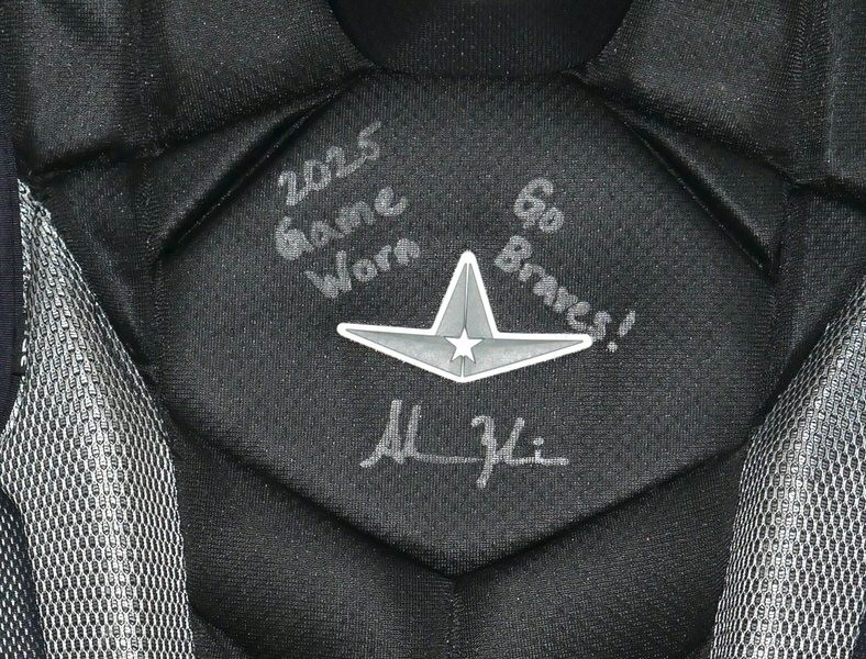 ADAM ZEBROWSKI 2025 COLUMBUS CLINGSTONES GAME WORN ALL-STAR MVP CHEST PROTECTOR