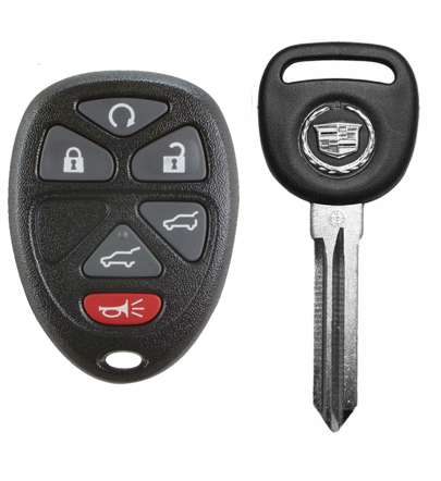 Keyless Entry Remote for Cadillacs + Transponder chip key with logo.