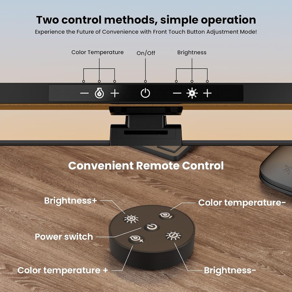 Monitor Light Bar with Remote Control, USB Computer Lamp, Black