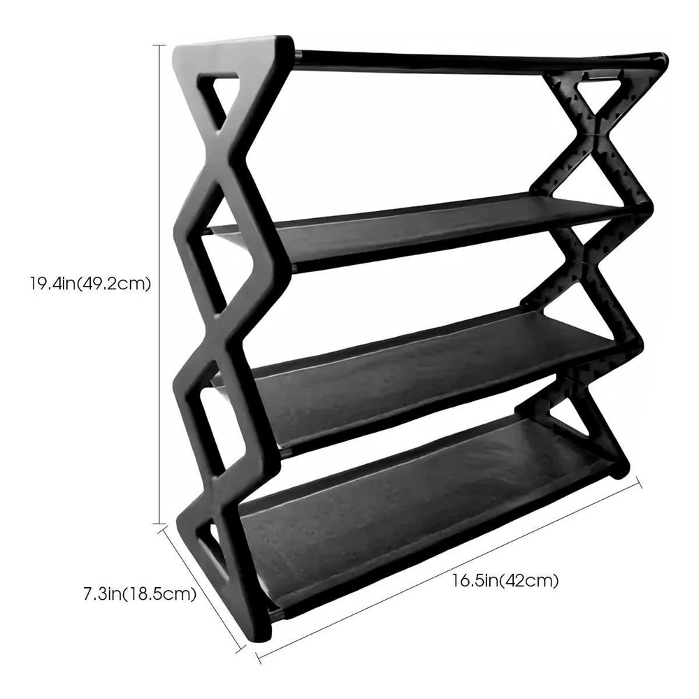 4 Tier Shoe Rack, Narrow Stackable Shoe Storage Organizer Shelf