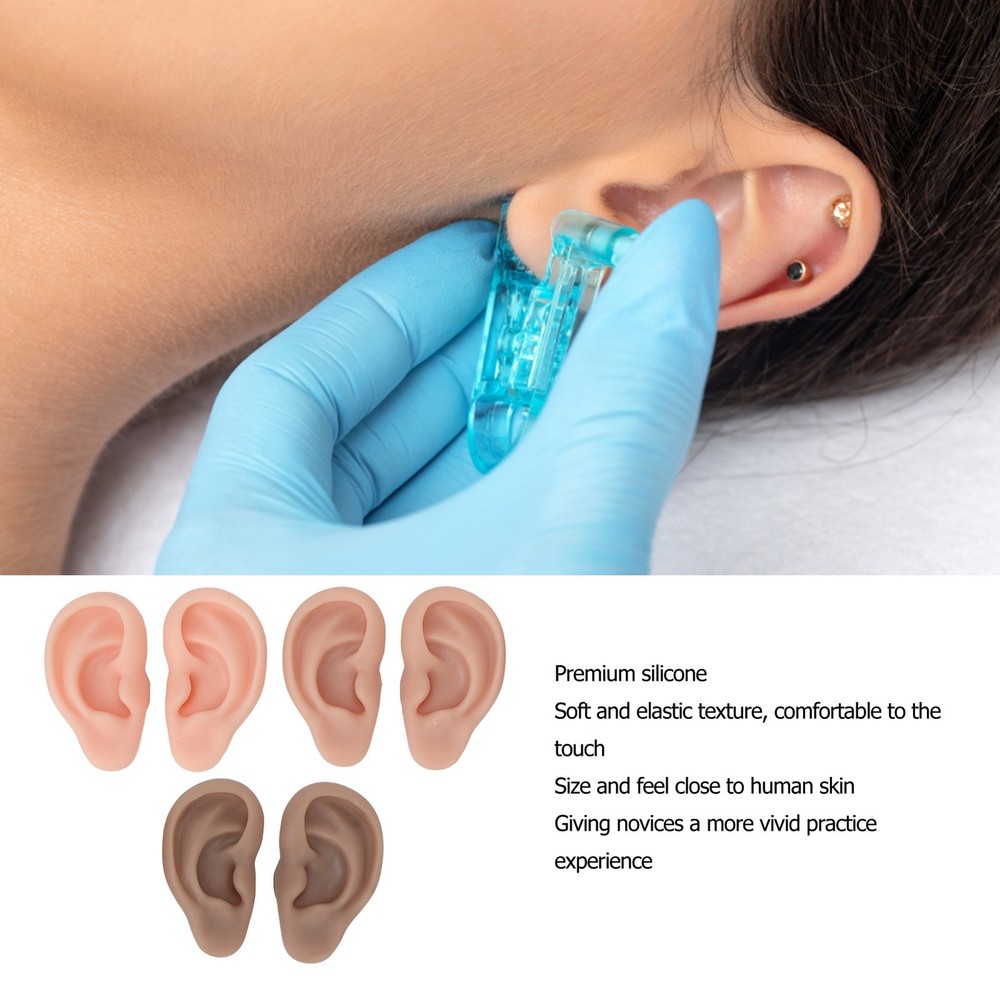 3 Pairs Silicone Ear Model Flexible Soft Ears For Practice