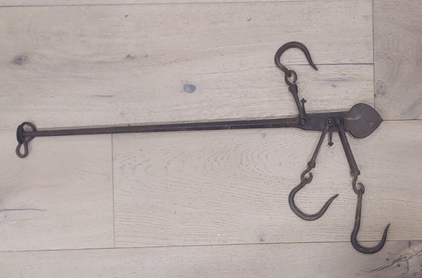 Antique Cast Steelyard Balance Scale w/ Hooks, Marked "Whitmore 152", vintage