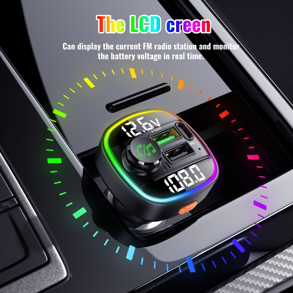 For Car Wireless FM Transmitter Adapter USB Charger AUX Hands-Free Fast Charging