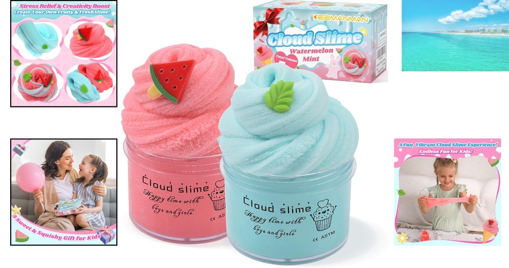 Creative DIY 2 Pack Cloud Slime Kit with Refreshing Mint - Perfect Birthday Gift
