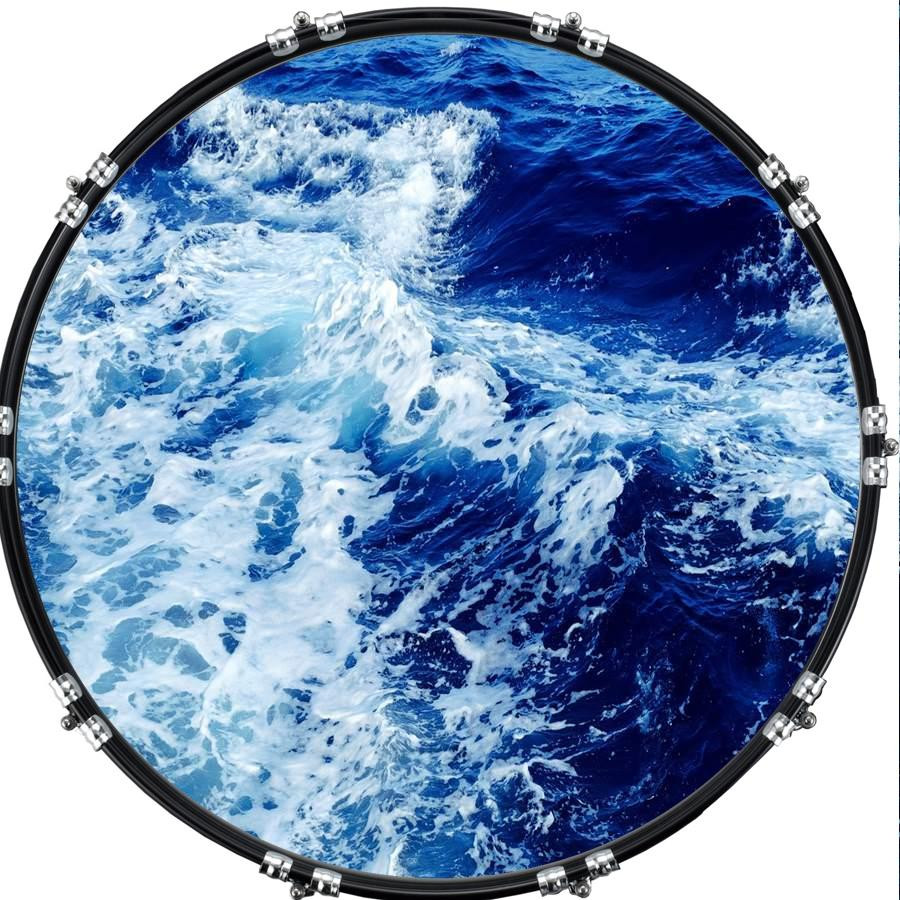 20" Custom Bass Kick Drum Front Head Graphic Graphical Waves 2