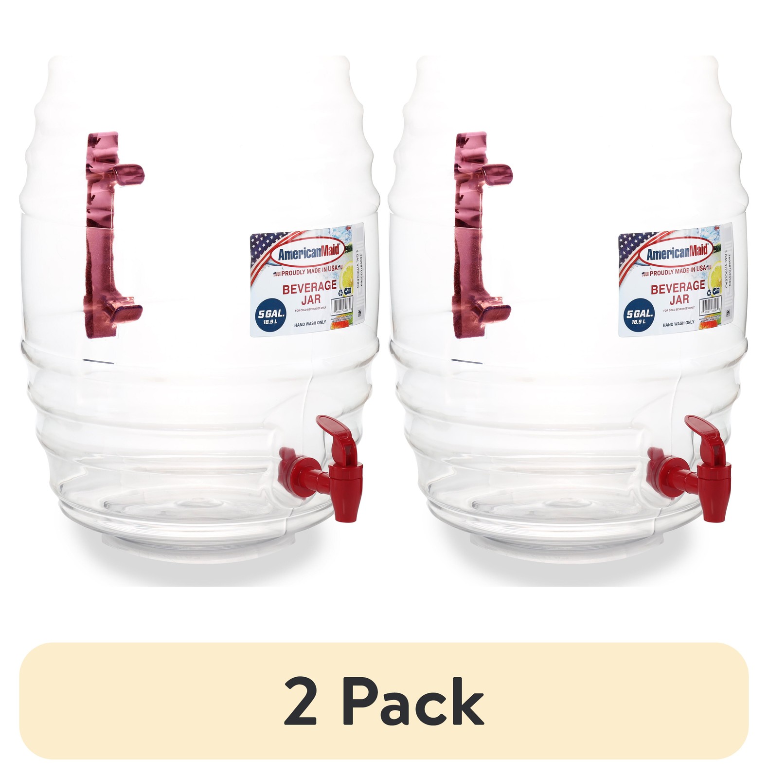 (2 pack) American Maid 5 Gallon Vitrolero Red Beverage Dispenser
