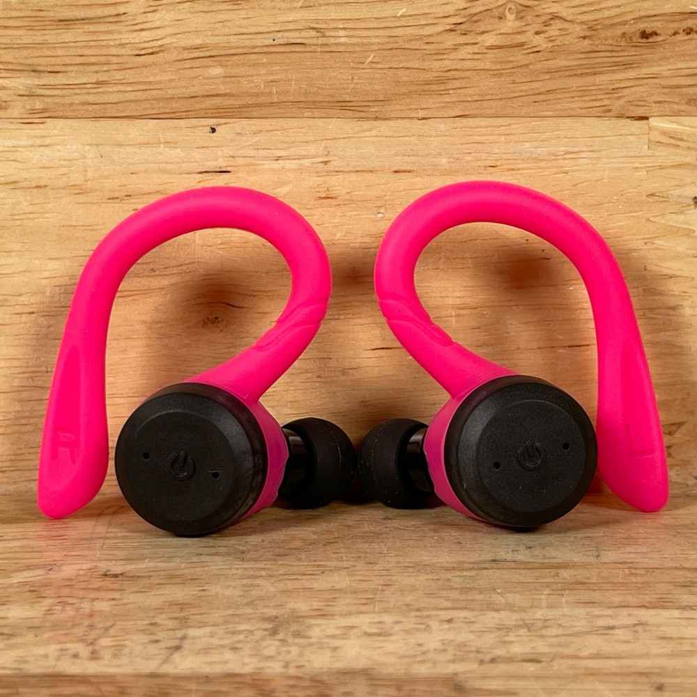 Pink Black Ear-Hook Stereo Headset Wireless Bluetooth Waterproof w/Charging Case