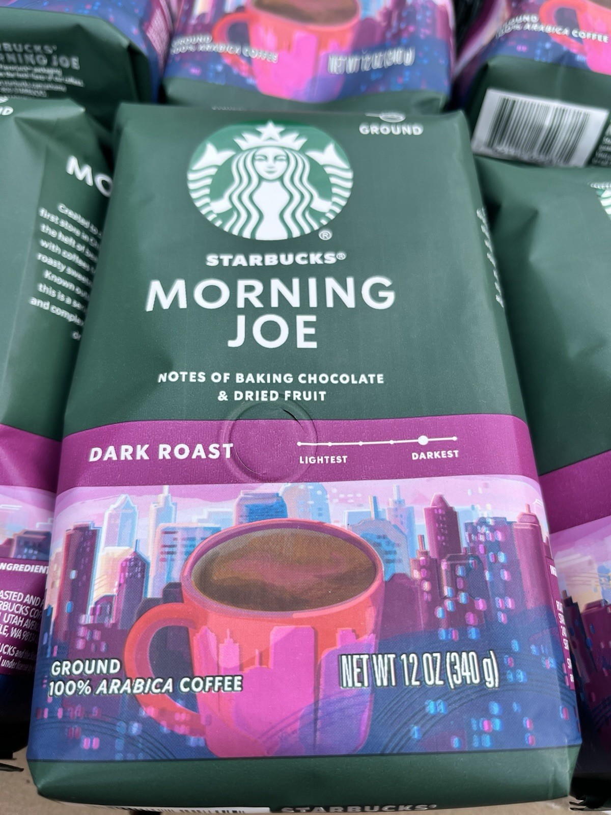 6 BAGS Starbucks Ground Coffee Dark Roast Morning Joe LOT 12oz (Total 72 oz)