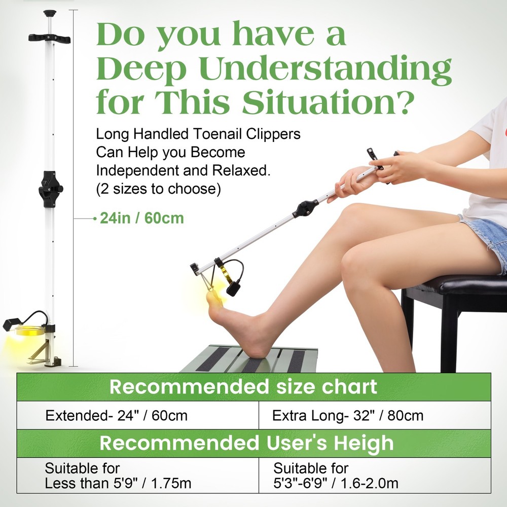 [Updated] 24" Foldable Long Handle Toenail Clippers for Seniors & Thick Nails