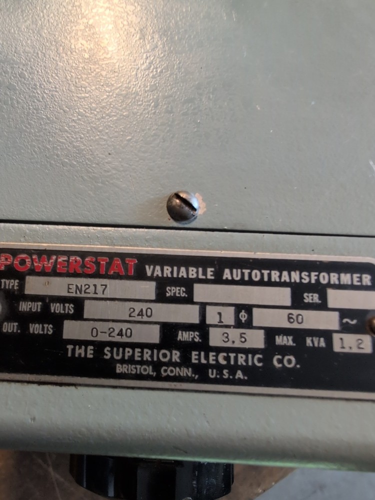 POWERSTAT SUPERIOR EN217 VARIABLE AUTO TRANSFORMER 240V. Serviced.