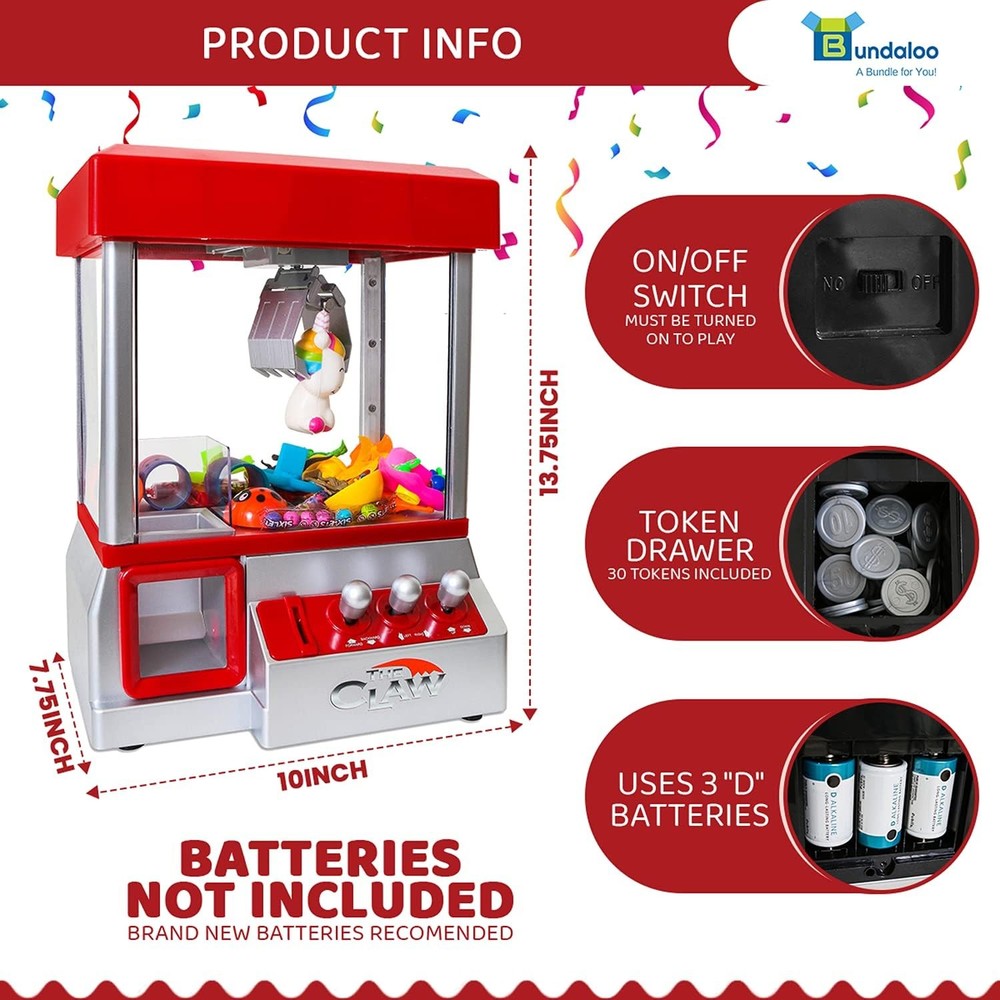 Claw Machine Arcade Game with Sound Cool Fun Mini Candy Grabber Prize