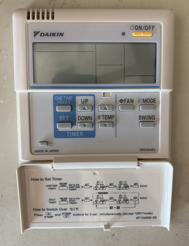 Daikin Remote Controller & Cable, BRC944B2 & BRCW901A08, W/Hardware, New