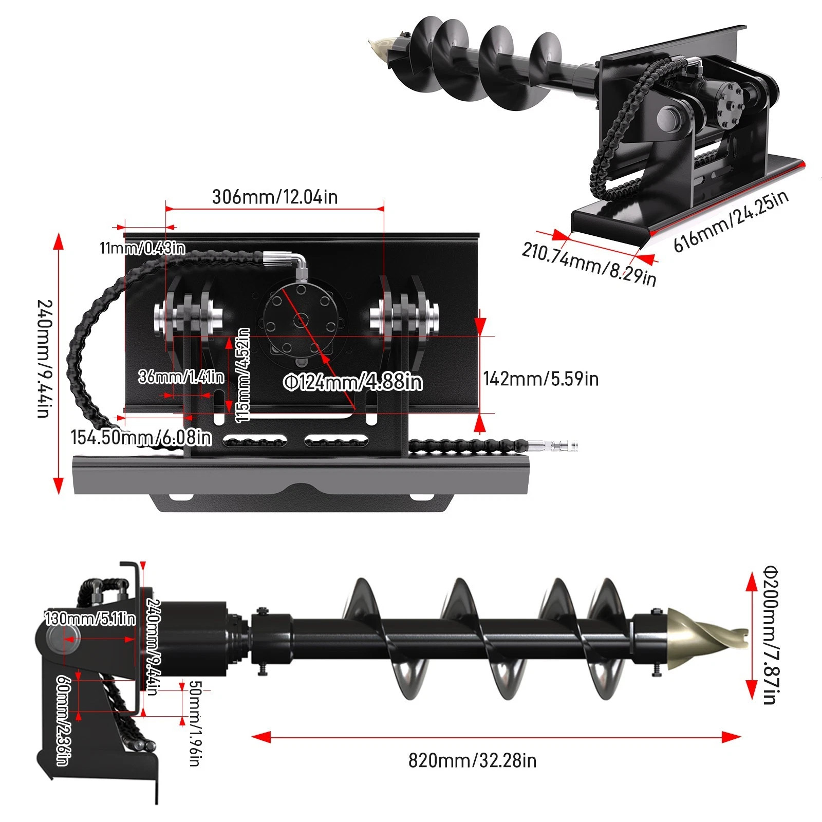 Mini Skid Steer 22HP Twin Cylinder Tracked Loader Rotarydri