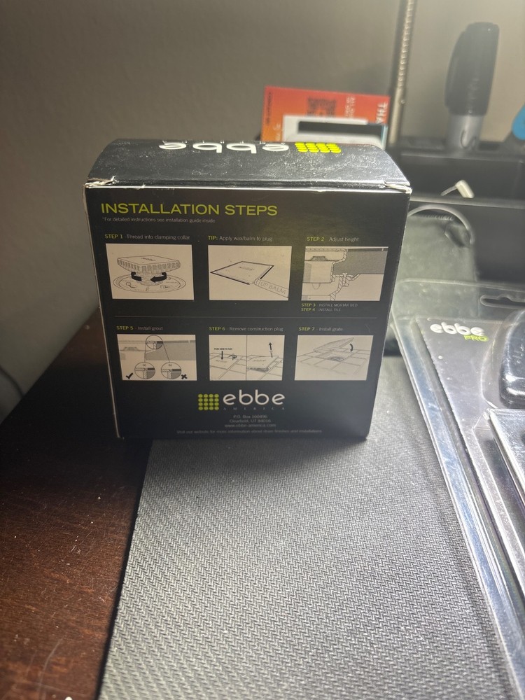 Ebbe E4400 Drain Riser with Plug + Ebbe Pro E4404 Square Drain Cover Brushed Nic