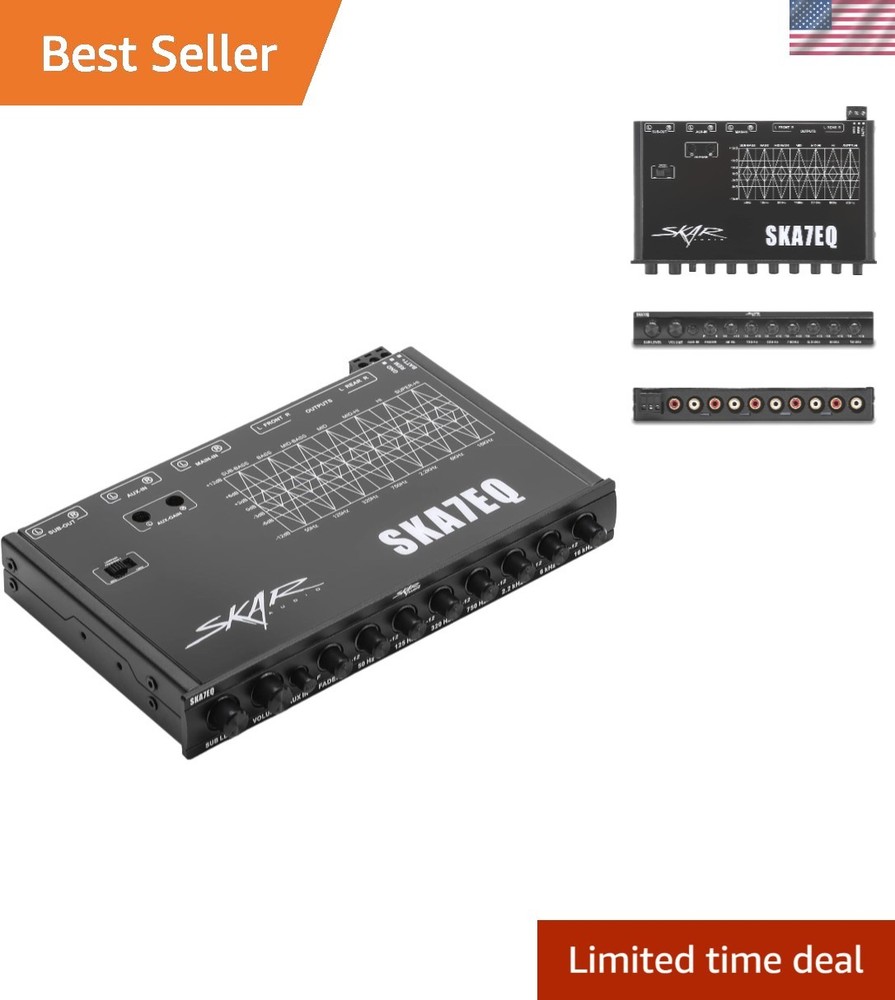 Compact 1/2 DIN 7-Band Pre-Amp Equalizer - Elevate Your Car Audio Experience