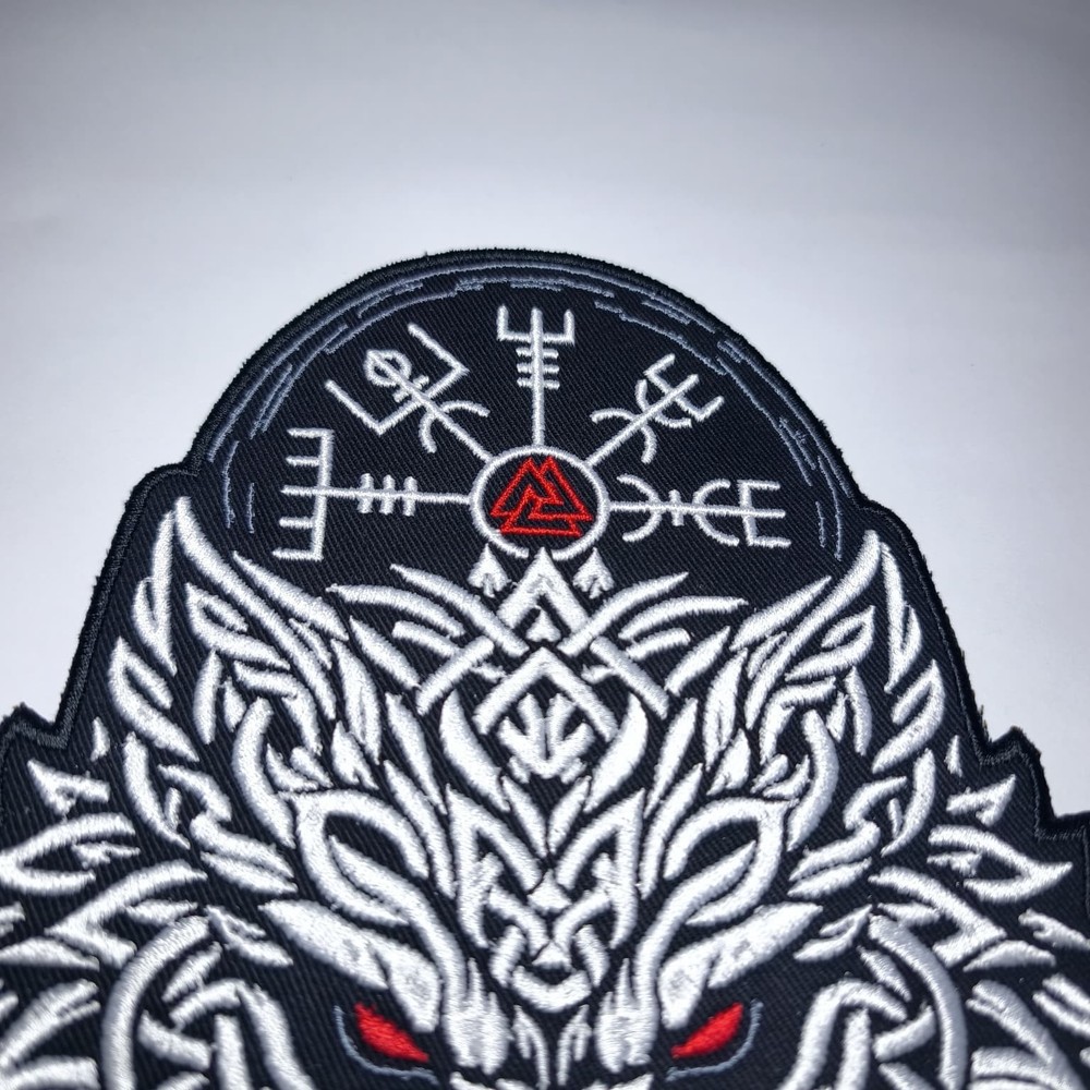 Viking Wolf Back Patch Embroidered Large Norse Biker Jacket Vest Patch
