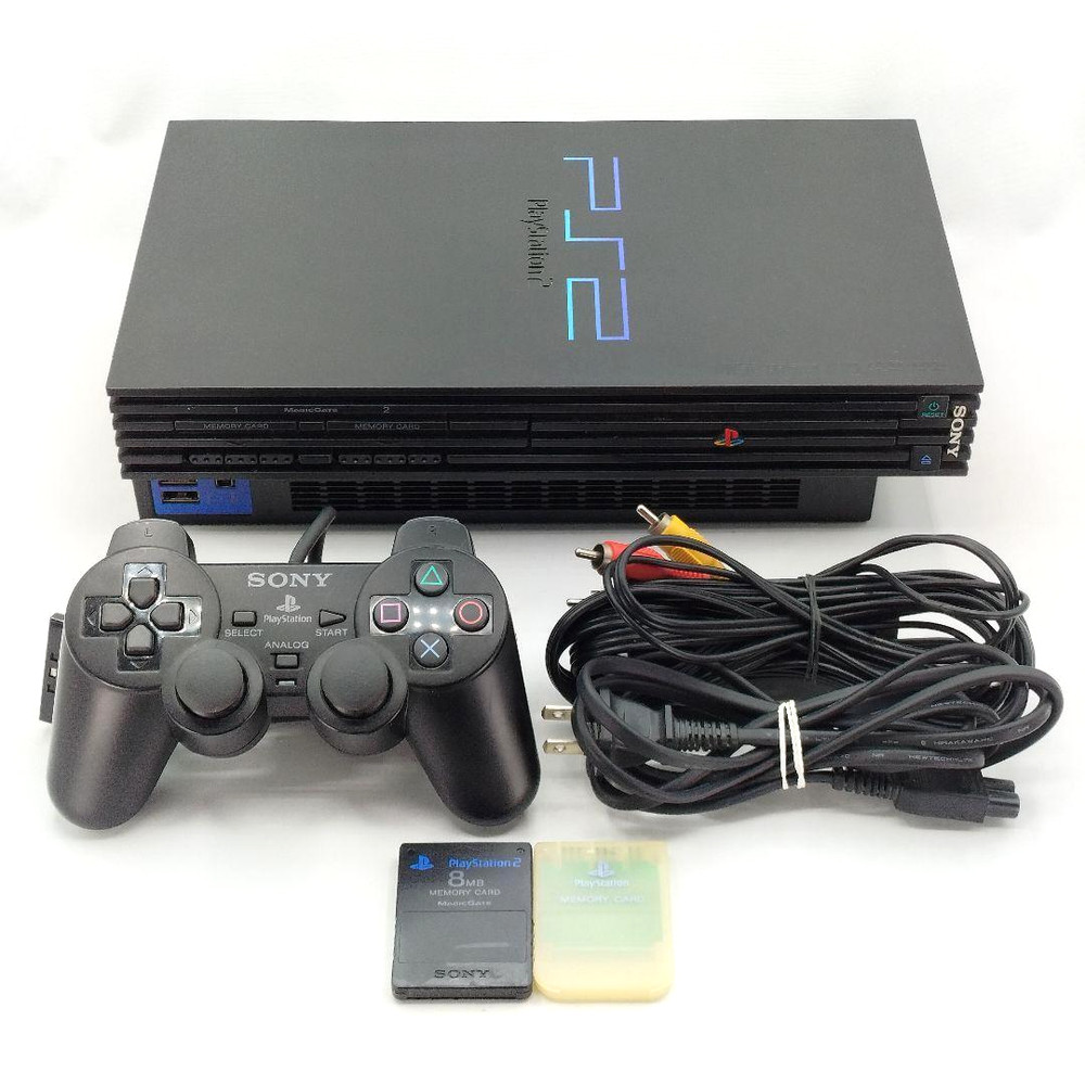Sony PlayStation 2 PS2 SCPH-30000 Black Console Tested w/ Box, Controller, Cable