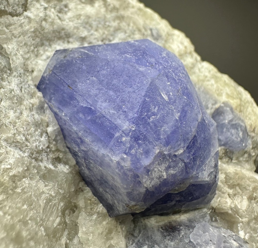 1378 Gr. Fluorescent Phosphorescent Tenebrescent Hackmanite Crystals On Calcite