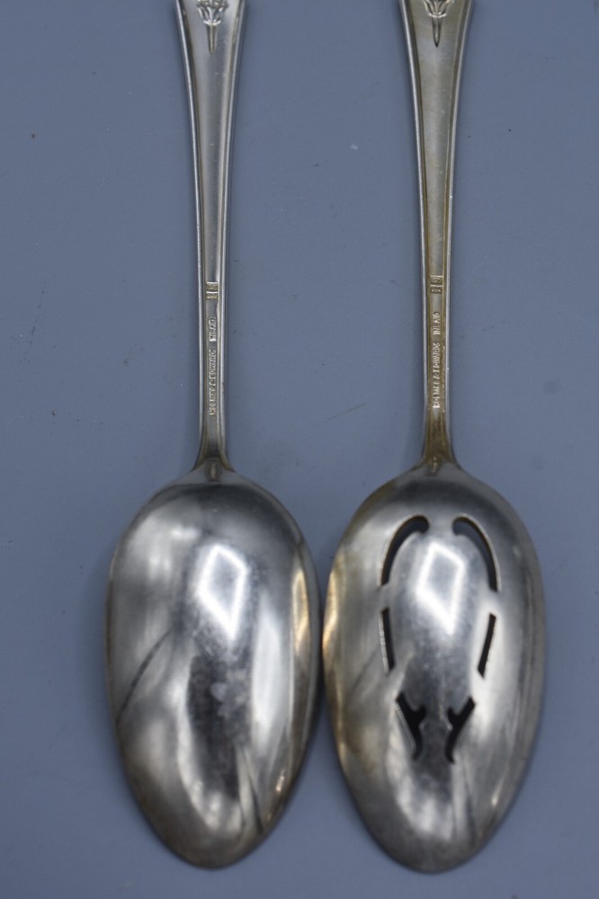 International IS SPRING GARDEN Solid & Pierced Serving Spoons Holmes & Edwards